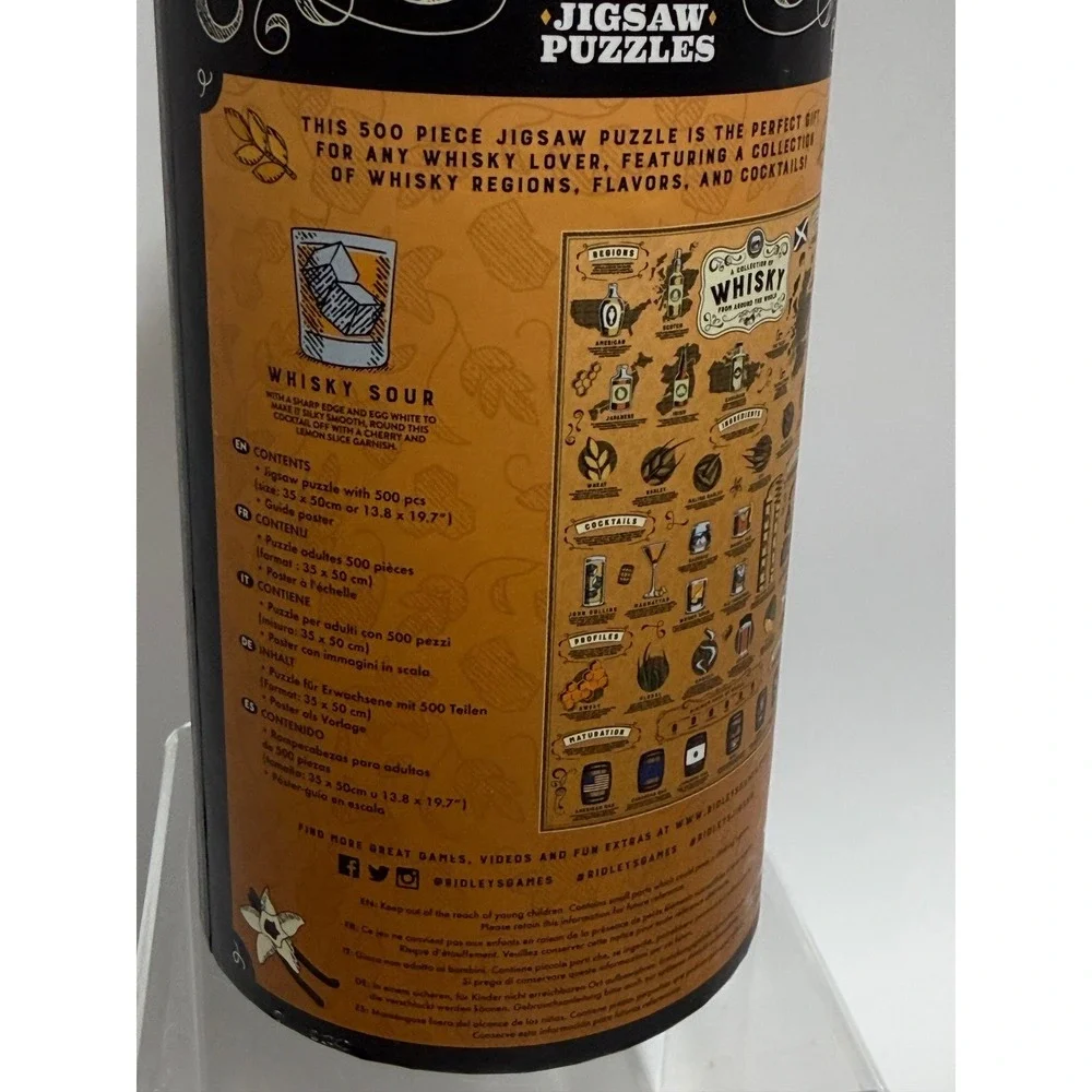 Ridley's Games Whisky Lover's 500 Piece‎ Jigsaw Puzzle in Decorative Tube New